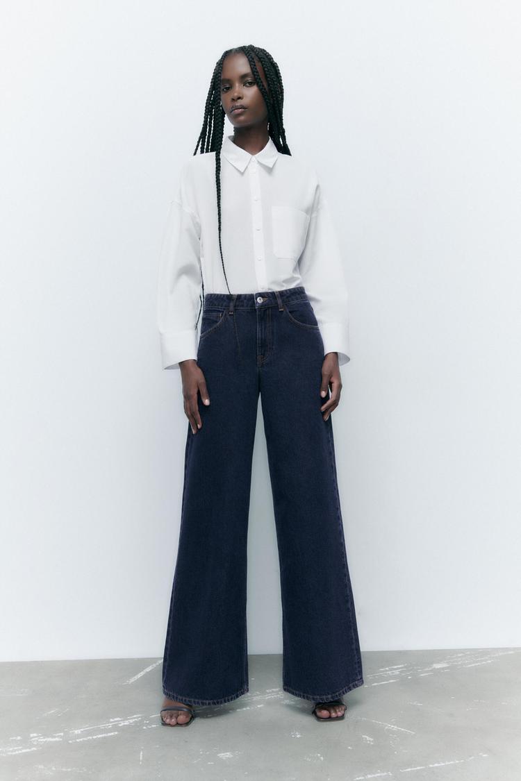 Z1975 MID RISE WIDE LEG PALAZZO JEANS Blue ZARA Singapore
